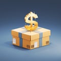 box features prominent money sign symbol 3D rendering packaging