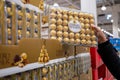 Box of 48 Ferrero Rocher chocolates displayed on a grocery store shelf Royalty Free Stock Photo