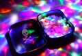 A box filled with ecstasy under disco lights. Royalty Free Stock Photo