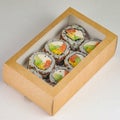 Box of Sushi on White Table Royalty Free Stock Photo