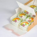 Sushi Rolls Box on White Table Royalty Free Stock Photo