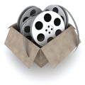 Box and films Royalty Free Stock Photo