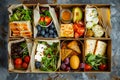 A box of food with different types of vegetables and fruit Royalty Free Stock Photo