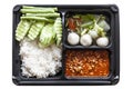 Box food with steamed rice Chili Paste and Fresh Boiled isolated on a white background