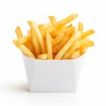 Delicious French Fries In A Box On White Background