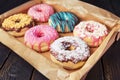 Fresh homemade donuts with various toppings