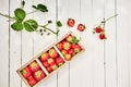 Box of fresh whole ripe red strawberries Royalty Free Stock Photo