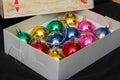 Box full of christmas balls Royalty Free Stock Photo