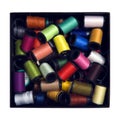 Box full of colourfull sewings Royalty Free Stock Photo