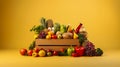 Box full of food in concept delivery and donation box. Cardboard box full of colorful fresh vegetables, fruits Royalty Free Stock Photo