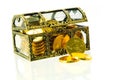 Box full with gold euro money Royalty Free Stock Photo
