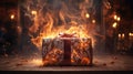 box gift on fire Royalty Free Stock Photo