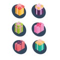 Box gift set , isometric style .