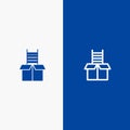 Box, Gift, Success, Climb Line and Glyph Solid icon Blue banner Line and Glyph Solid icon Blue banner