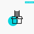 Box, Gift, Success, Climb turquoise highlight circle point Vector icon