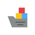 Box, Good, Logistic, Transportation, Ship  Flat Color Icon. Vector icon banner Template Royalty Free Stock Photo