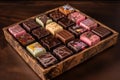 box of gourmet chocolate bars, arranged in a beautiful and tasteful display