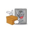 With box hard drive internal mascot isolated cartoon