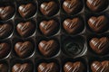 Box of heart-shaped chocolate, one candy empty Royalty Free Stock Photo