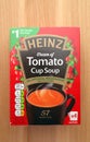 A box of Heinz Cream of Tomato Cup Soup