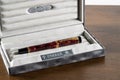 Box holding expensive Parker Duofold fountain pen