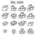 Box icon set in thin line style Royalty Free Stock Photo