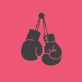 Box icon. Vintage boxing gloves hanging on a hook. Royalty Free Stock Photo