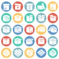 Box icons set on color circles white background for graphic and web design, Modern simple vector sign. Internet concept. Trendy Royalty Free Stock Photo