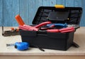 The tool box on the table. Workshop. Royalty Free Stock Photo