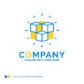 box, labyrinth, puzzle, solution, cube Blue Yellow Business Logo Royalty Free Stock Photo