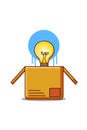 Box with lamp cartoon good idea illustration