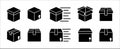 Box line icon set. Carton boxes vector icons set. Empty opened or unboxing illustration. Fast delivery shipping sign. Gift or Royalty Free Stock Photo