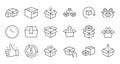 Box line icons. Package, delivery boxes, cargo box. Linear set. Vector