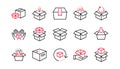 Box line icons. Package, delivery boxes, cargo box. Linear set. Vector Royalty Free Stock Photo