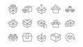 Box line icons. Package, delivery boxes, cargo box. Linear set. Vector