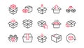 Box line icons. Package, delivery boxes, cargo box. Linear set. Vector Royalty Free Stock Photo