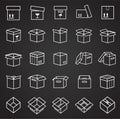 Box line icons set on black background for graphic and web design, Modern simple vector sign. Internet concept. Trendy symbol for Royalty Free Stock Photo