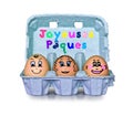Box of little people eggs joyeuses paques Royalty Free Stock Photo