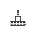 Box loading on conveyor belt line icon