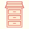 Box with lockers line icon. Public place postage mailbox. Postal service vector design concept, outline style pictogram