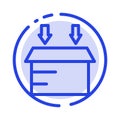 Box, Logistic, Open Blue Dotted Line Line Icon