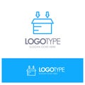 Box, Logistic, Open Blue Outline Logo Place for Tagline