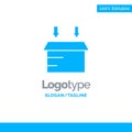 Box, Logistic, Open Blue Solid Logo Template. Place for Tagline
