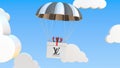 Box with LOUIS VUITTON logo falls with a parachute. Editorial 3D rendering Royalty Free Stock Photo