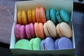 Box with colored macarons Royalty Free Stock Photo