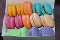 Box with colored macarons Royalty Free Stock Photo