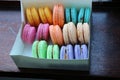 Box with colored macarons Royalty Free Stock Photo