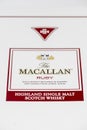 Box of MACALLAN single malt scotch whisky Royalty Free Stock Photo