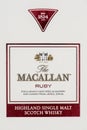 Box of MACALLAN single malt scotch whisky Royalty Free Stock Photo