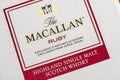 Box of MACALLAN single malt scotch whisky Royalty Free Stock Photo